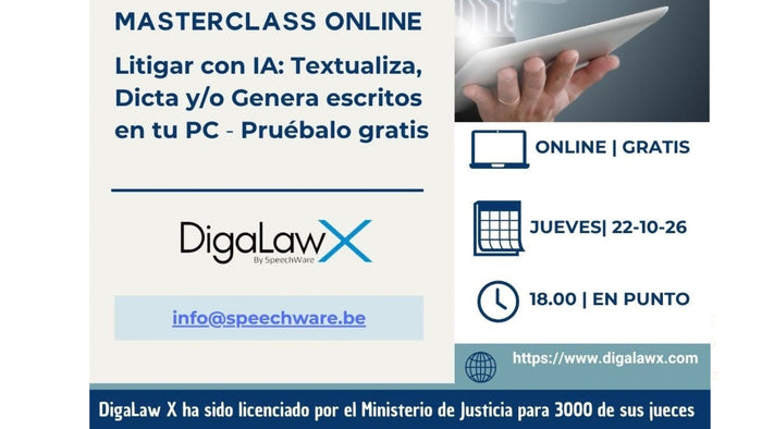 Litigar con IA: Textualiza, Dicta y Genera escritos en tu PC. Prueba gratis 22/10/2026--18h00