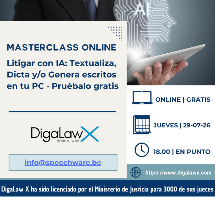 Litigar con IA: Textualiza, Dicta y Genera escritos en tu PC. Prueba gratis 29/07/2026--18h00